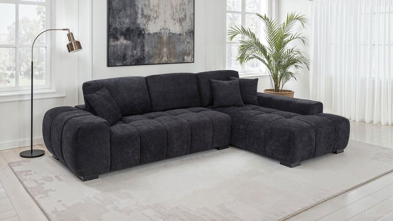 The appearance of Octavia Fabric Upholstered Track Arm Sectional Sofa In Black designed by Coaster in the modern / contemporary interior design. This black piece of furniture was selected by 1StopBedrooms from Octavia Collection to add a touch of cosiness and style into your home. Sku: 511061B1;511061B2. Material: Foam.