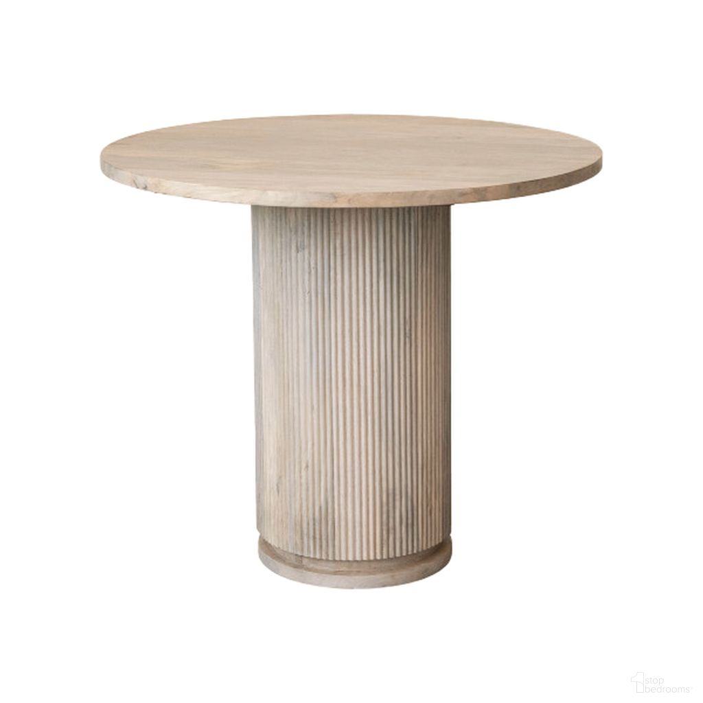 Octavia Fluted Mango Wood Round Pedestal Dining Table In Natural