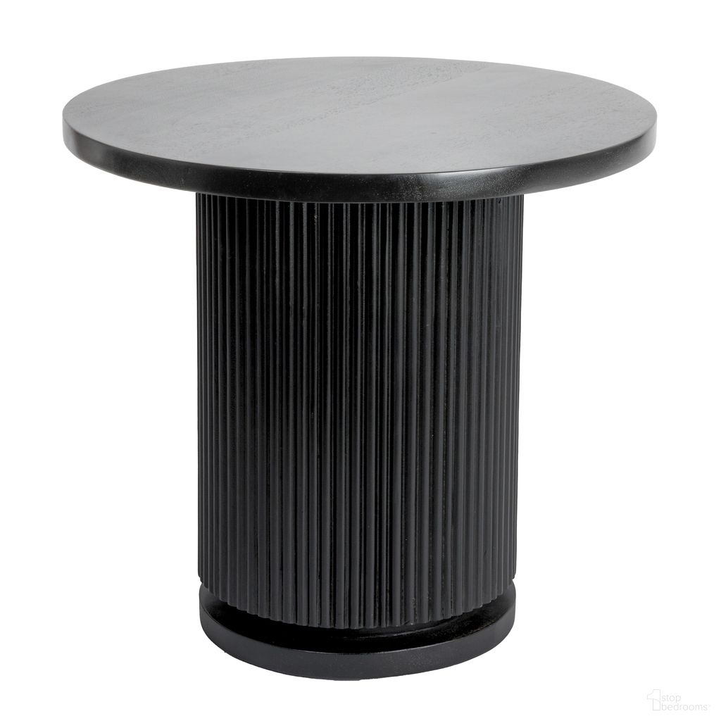 The appearance of Octavia Fluted Mango Wood Round Side Table In Black designed by Rowena Interiors in the modern / contemporary interior design. This black piece of furniture was selected by 1StopBedrooms from Octavia Collection to add a touch of cosiness and style into your home. Sku: EC1848. Material: Mango Wood.