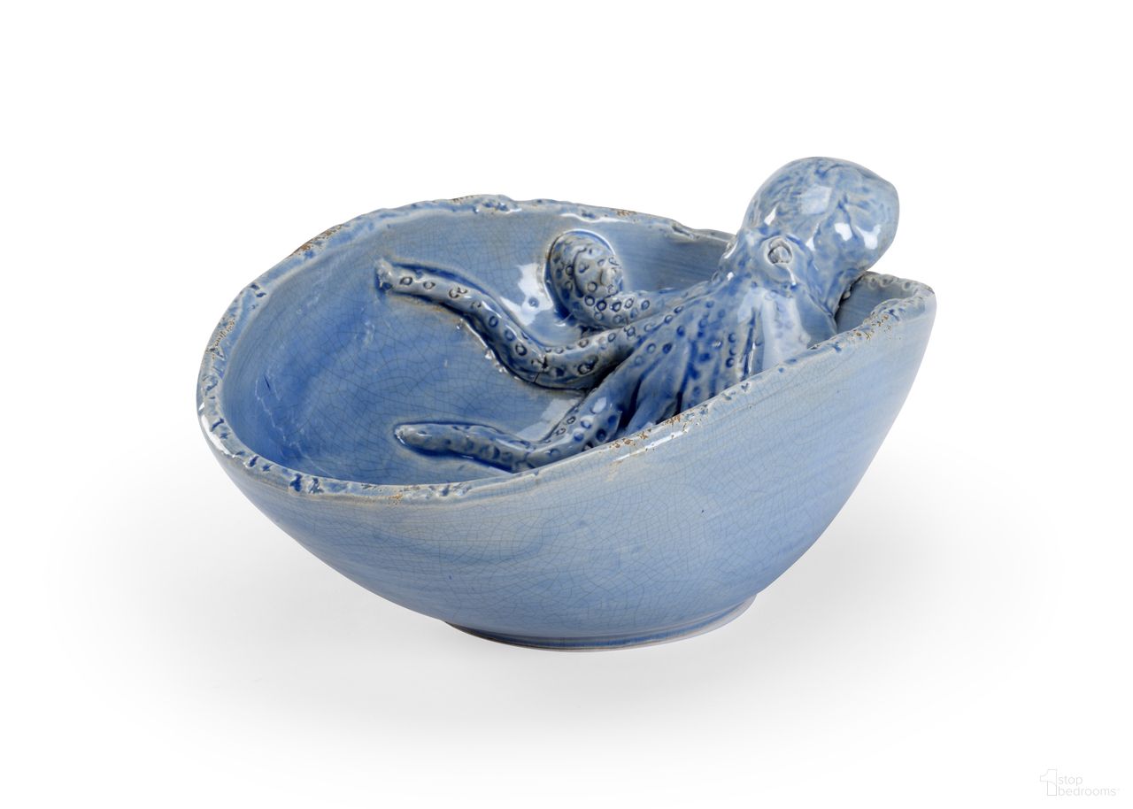 The appearance of Octopus Garden Bowl In Blue designed by Wildwood in the modern / contemporary interior design. This blue piece of furniture was selected by 1StopBedrooms from Wildwood Collection to add a touch of cosiness and style into your home. Sku: 301693. Material: Ceramic.