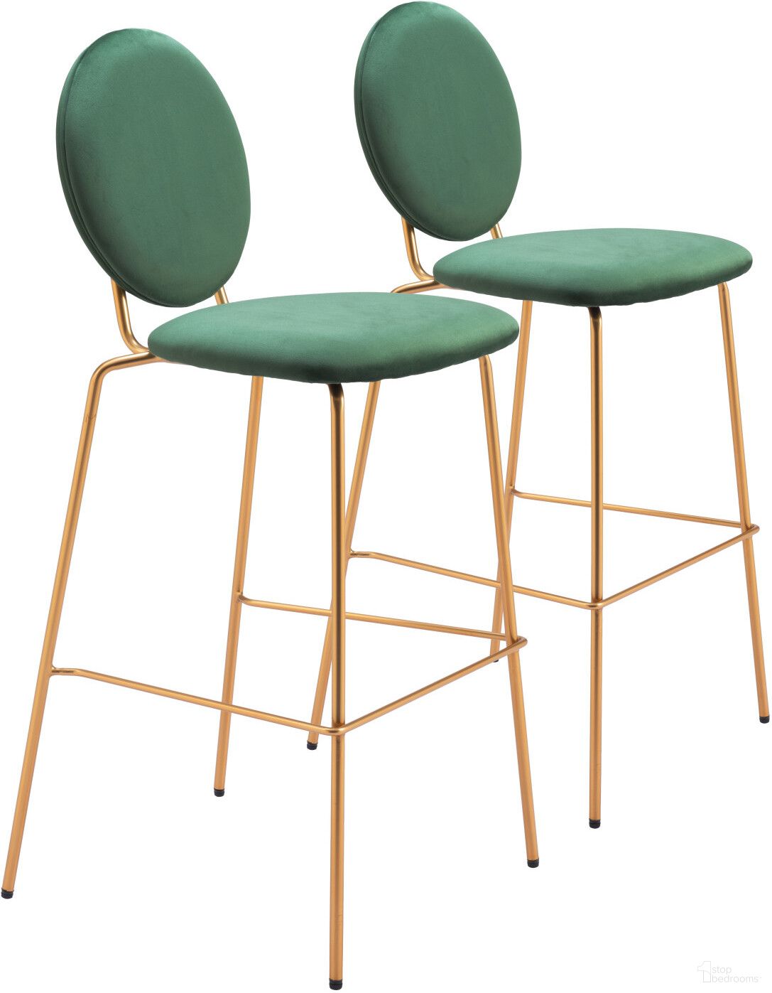 The appearance of Odessa Barstool Set of 2 In Green and Gold designed by Zuo Modern in the modern / contemporary interior design. This gold and green piece of furniture was selected by 1StopBedrooms from Odessa Collection to add a touch of cosiness and style into your home. Sku: 109806. Material: Steel.