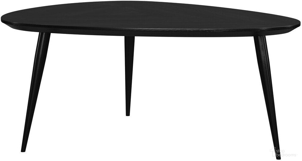 The appearance of Odessa Triangular Solid Wood Coffee Table In Black designed by Coaster in the transitional interior design. This black piece of furniture  was selected by 1StopBedrooms from Odessa Collection to add a touch of cosiness and style into your home. Sku: 707918. Material: Iron.