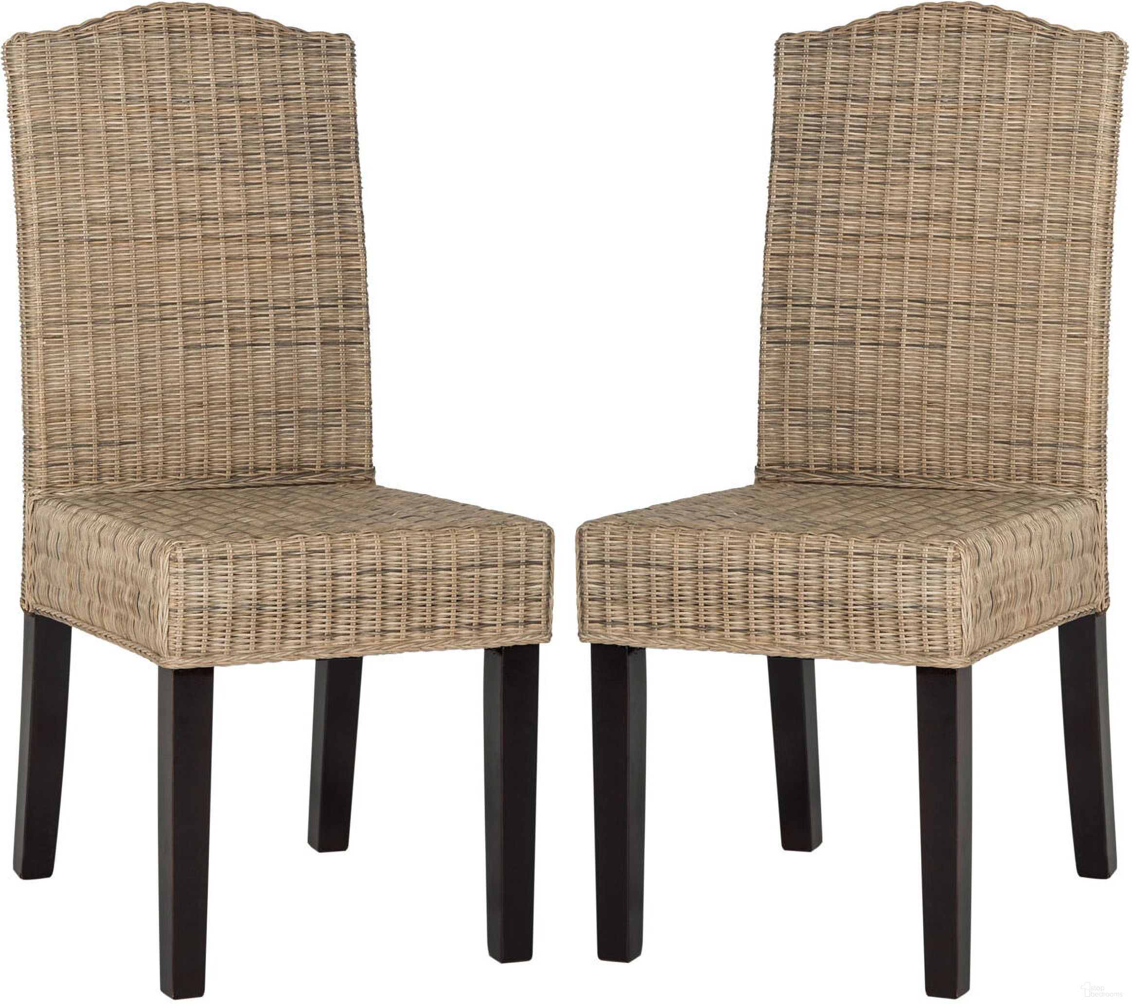 Odette Grey 19 Inch Wicker Dining Chair Set of 2