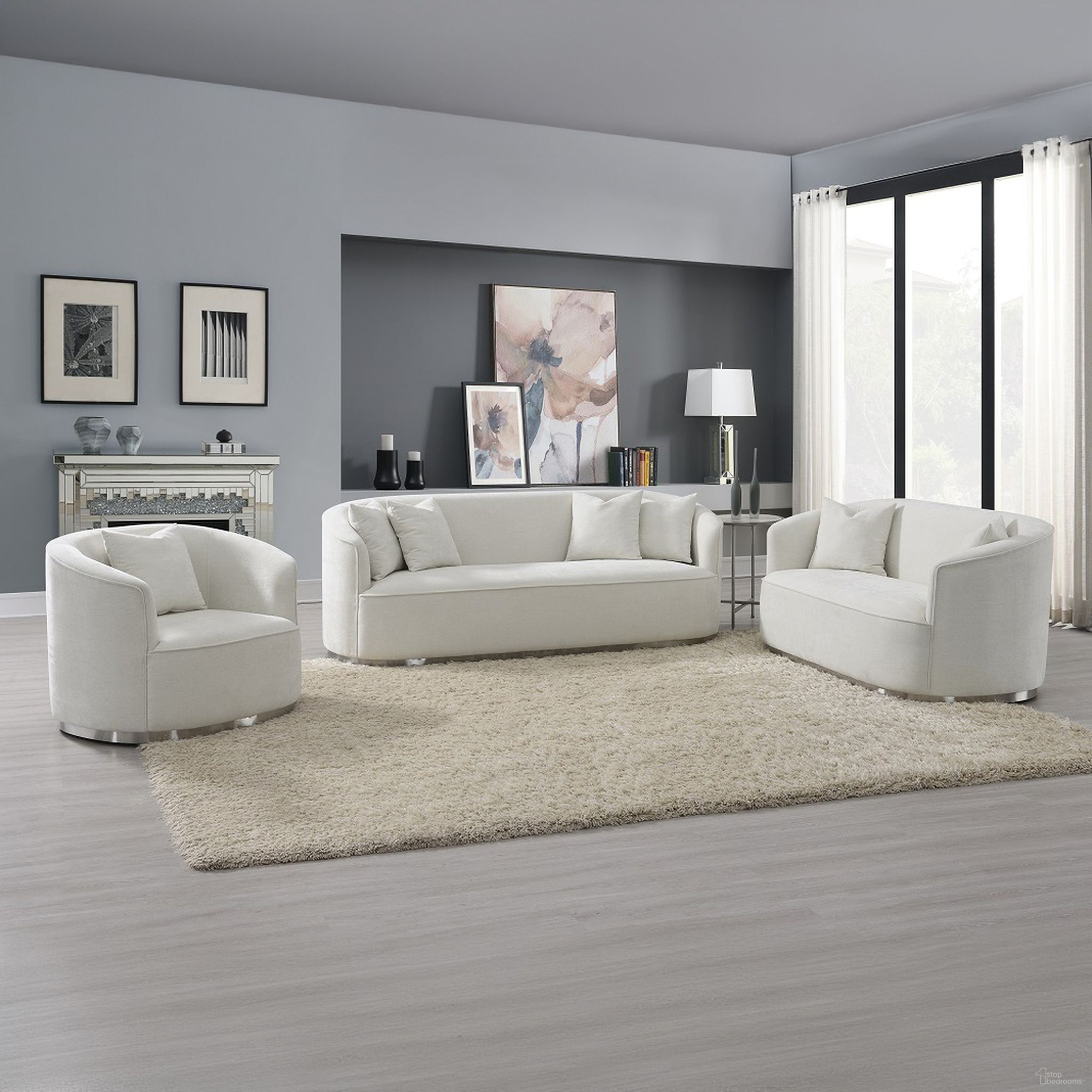 The appearance of Odette Living Room Set In Beige Chenille designed by ACME in the modern / contemporary interior design. This beige piece of furniture  was selected by 1StopBedrooms from Odette Collection to add a touch of cosiness and style into your home. Sku: LV01917;LV01918. Material: Chenille.