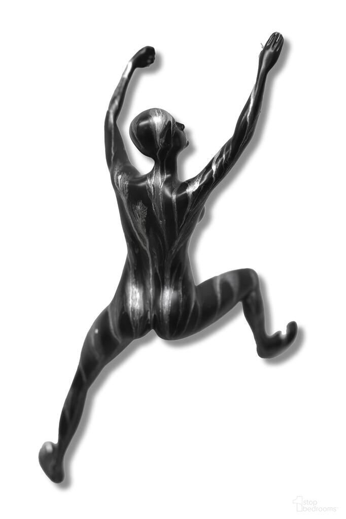 Off the Wall Elegant Wall Climbing Woman Wall Sculpture In Black and Silver