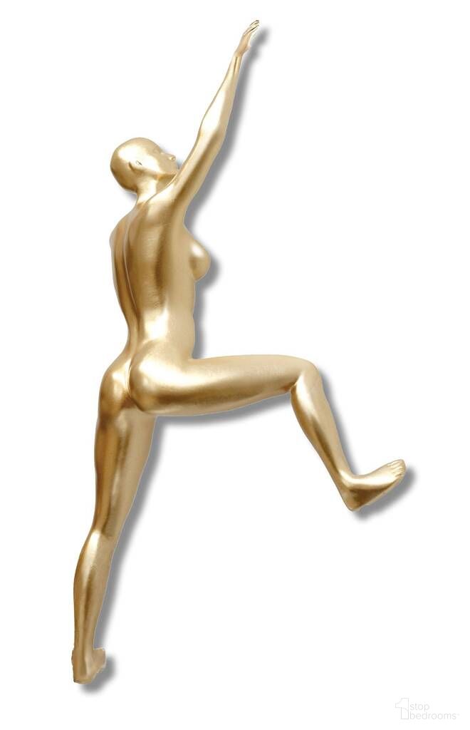 Off the Wall Radiant Wall-Climbing Woman Wall Sculpture In Gold