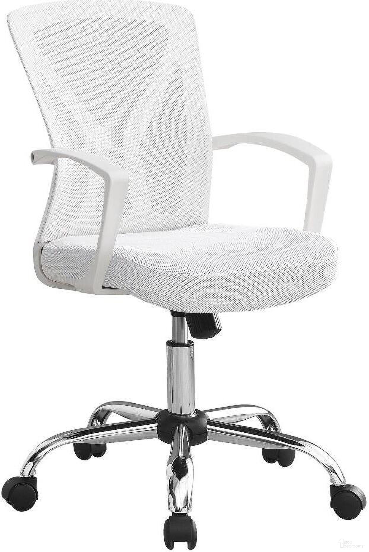 Office Chair In White And Chrome Base On Castors