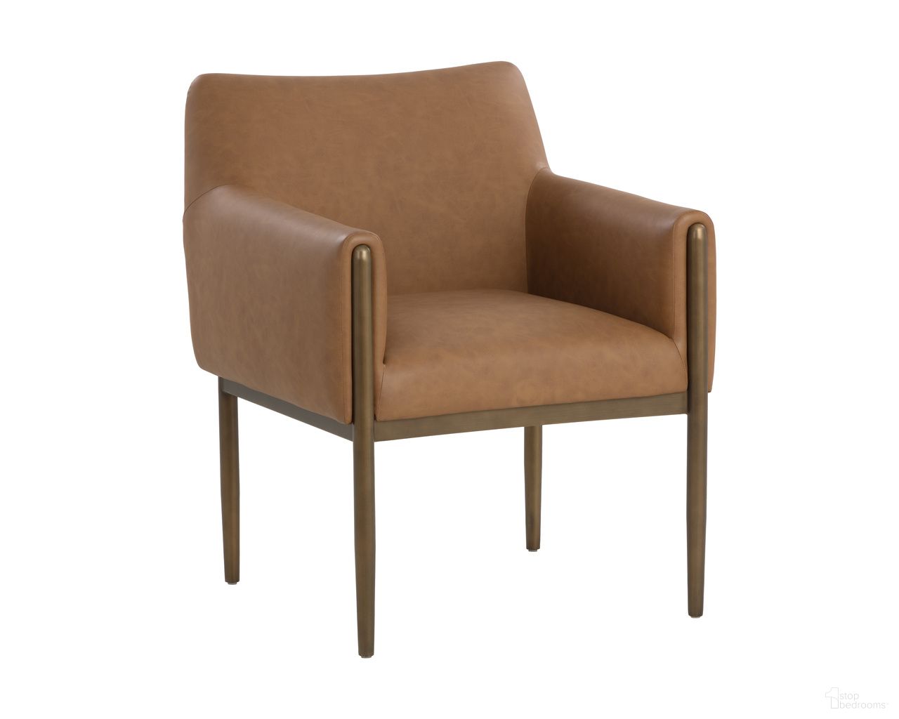 Olea Dining Armchair In Milliken Cognac
