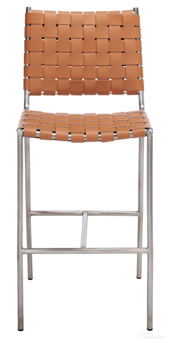 The appearance of Olenna Woven Counter Stool in Cognac designed by Safavieh in the modern / contemporary interior design. This cognac piece of furniture was selected by 1StopBedrooms from Olenna Collection to add a touch of cosiness and style into your home. Sku: BST3011A. Material: Metal.