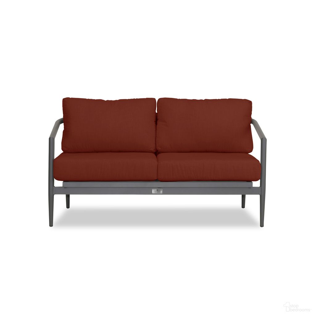The appearance of Olio Loveseat In Canvas Henna and Slate designed by Harmonia Living in the modern / contemporary interior design. This canvas henna/slate piece of furniture  was selected by 1StopBedrooms from Olio Collection to add a touch of cosiness and style into your home. Sku: OLIO-SL-PG-LS-HN. Material: Aluminum.