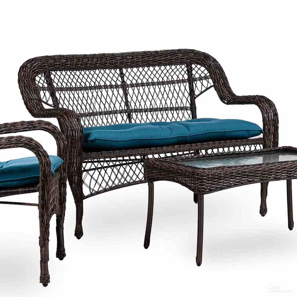 The appearance of Oliveri Wicker Loveseat In Brown and Dark Teal designed by Furniture of America in the transitional interior design. This brown/dark teal piece of furniture  was selected by 1StopBedrooms from Oliveri Collection to add a touch of cosiness and style into your home. Sku: LA-L007DT. Material: Fabric.