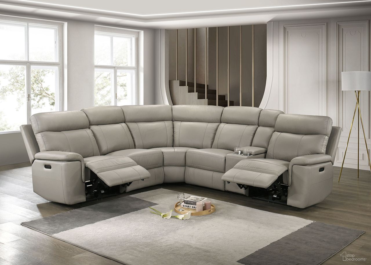 Oliverus Power Sectional In Taupe