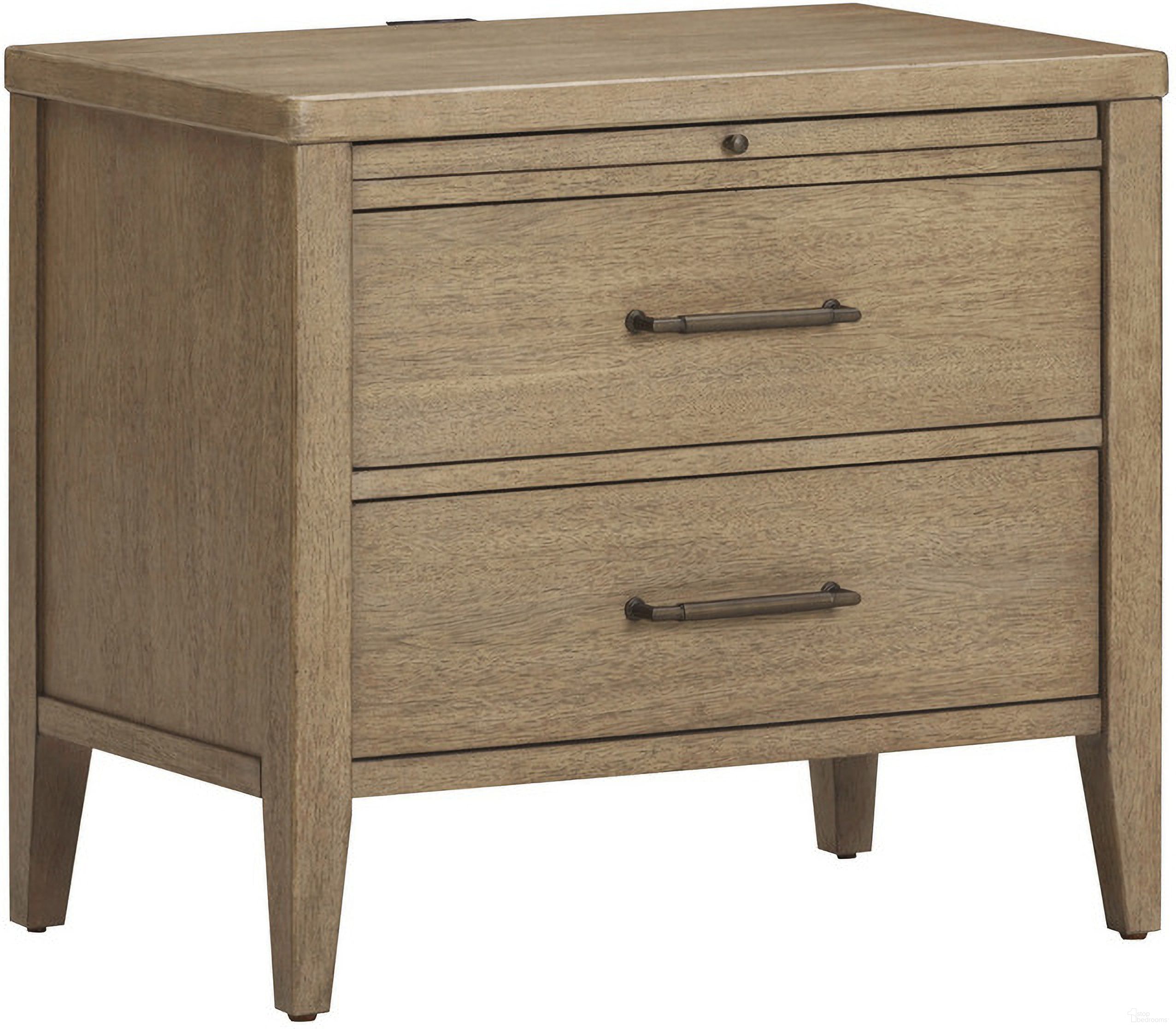 The appearance of Olivia 2 Drawer Nightstand In Sunkissed Beige designed by Aspenhome in the transitional interior design. This beige piece of furniture  was selected by 1StopBedrooms from Olivia Collection to add a touch of cosiness and style into your home. Sku: I3153-450. Material: Wood.