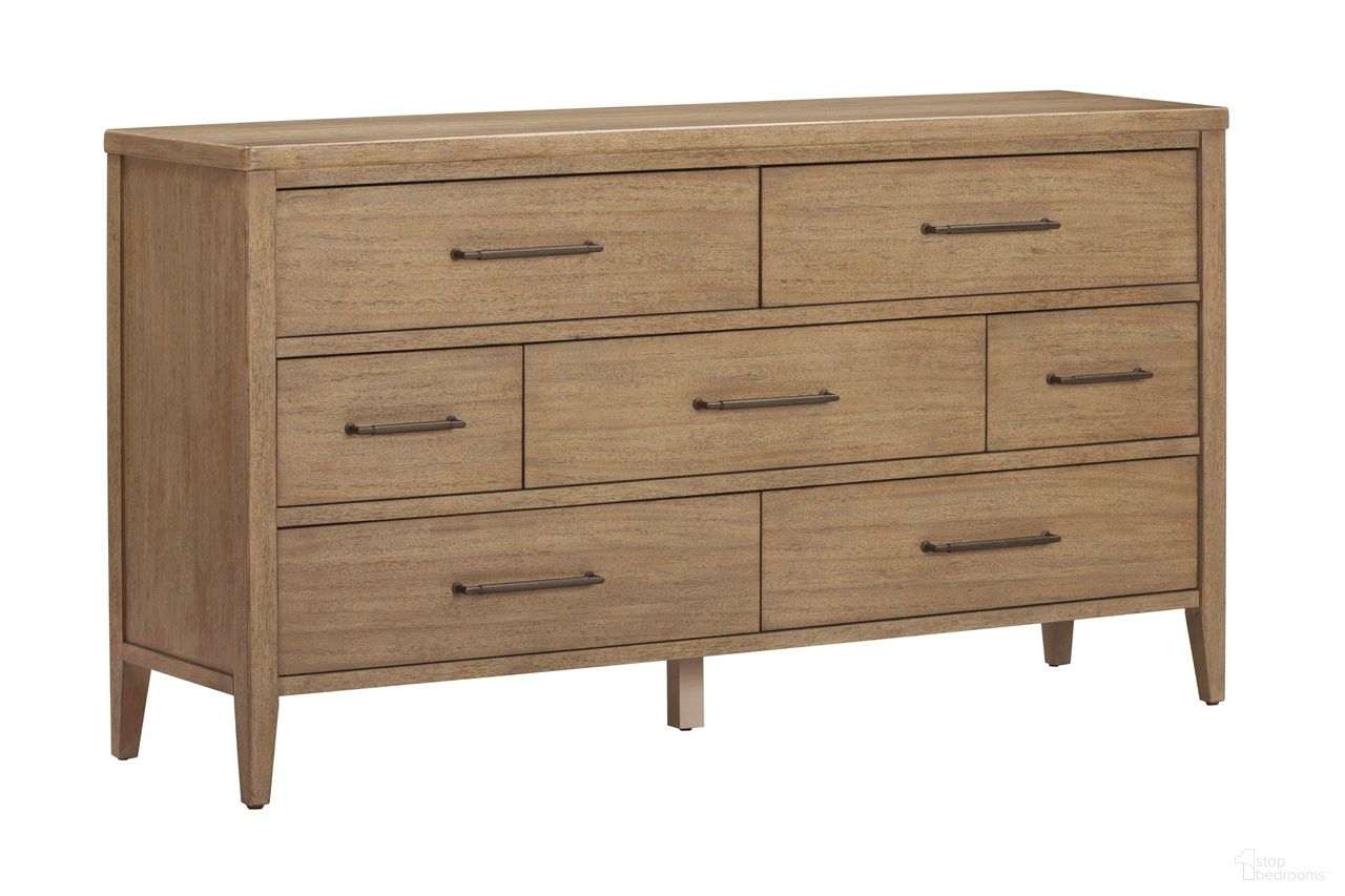 The appearance of Olivia Dresser In Sunkissed Beige designed by Aspenhome in the transitional interior design. This beige piece of furniture was selected by 1StopBedrooms from Olivia Collection to add a touch of cosiness and style into your home. Sku: I3153-453. Material: Wood.