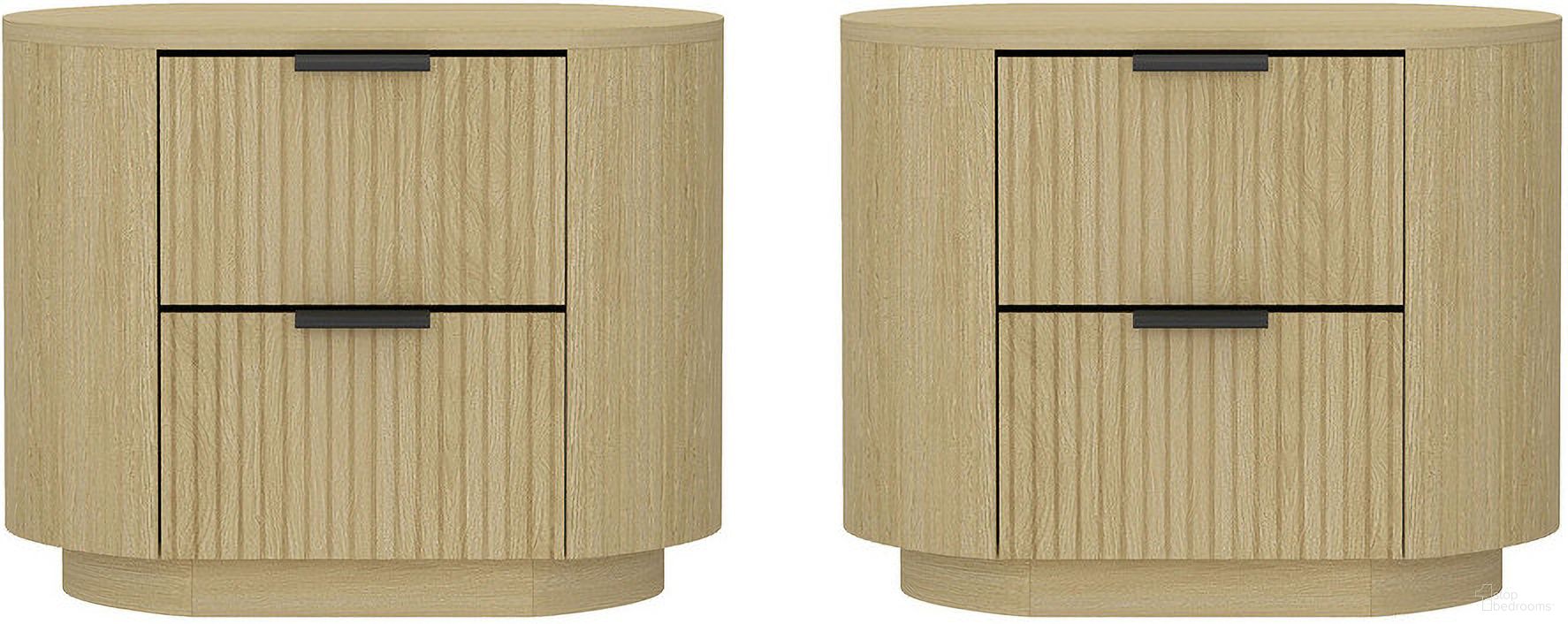 The appearance of Olivia Nightstand Set of 2 In Natural Oak and Black designed by Manhattan Comfort in the modern / contemporary interior design. This natural oak/black piece of furniture was selected by 1StopBedrooms from Olivia Collection to add a touch of cosiness and style into your home. Sku: NS010-NO;NS010-NO. Material: MDF.