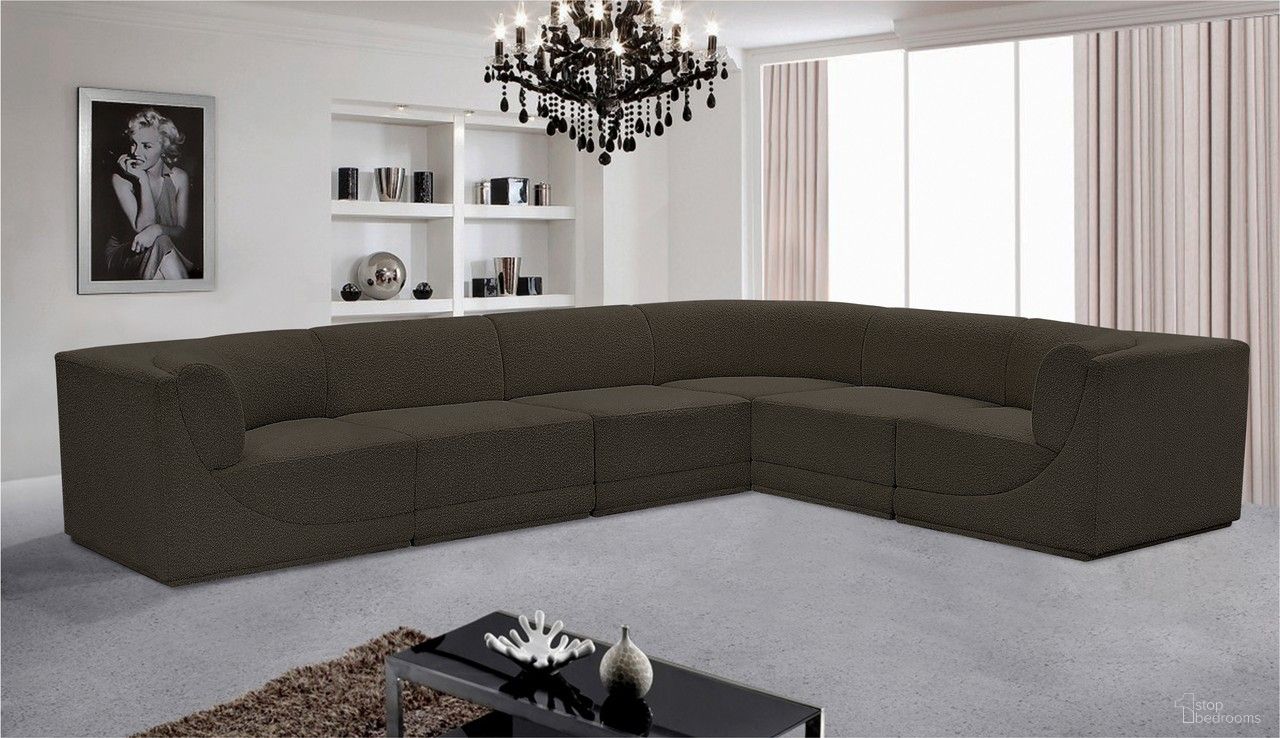 Ollie Boucle Fabric 6 Piece Modular Sectional In Brown