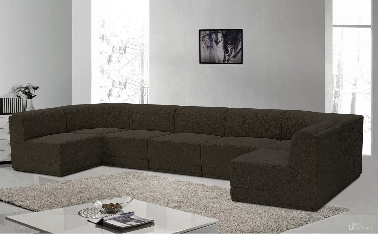 Ollie Boucle Fabric 7 Piece Modular Sectional In Brown