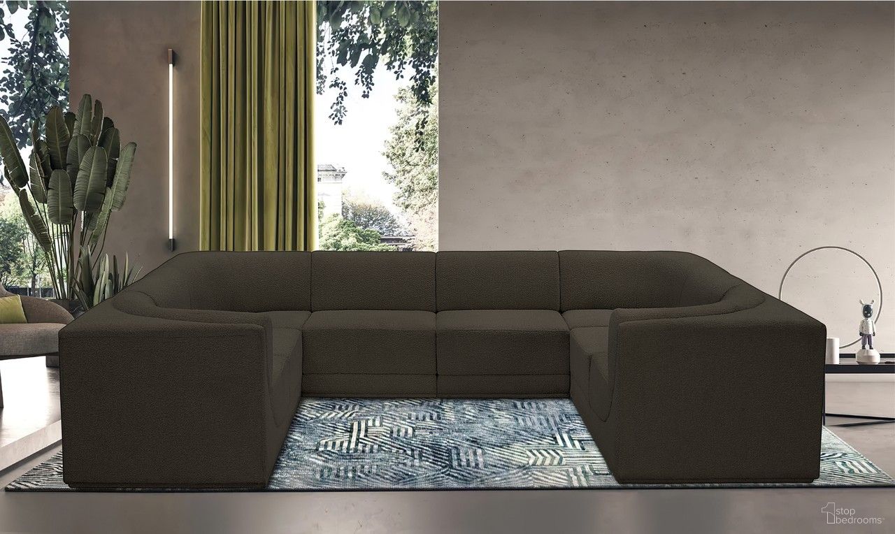 Ollie Boucle Fabric 8 Piece Modular Sectional In Brown