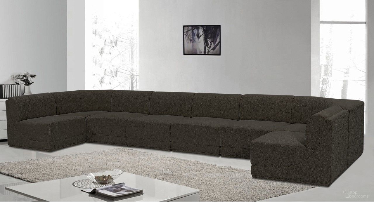 Ollie Boucle Fabric 8 Piece Modular Sectional In Brown
