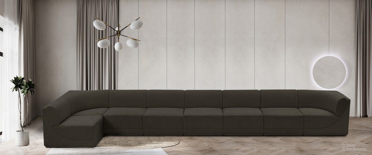 Ollie Boucle Fabric 8 Piece Modular Sectional In Brown