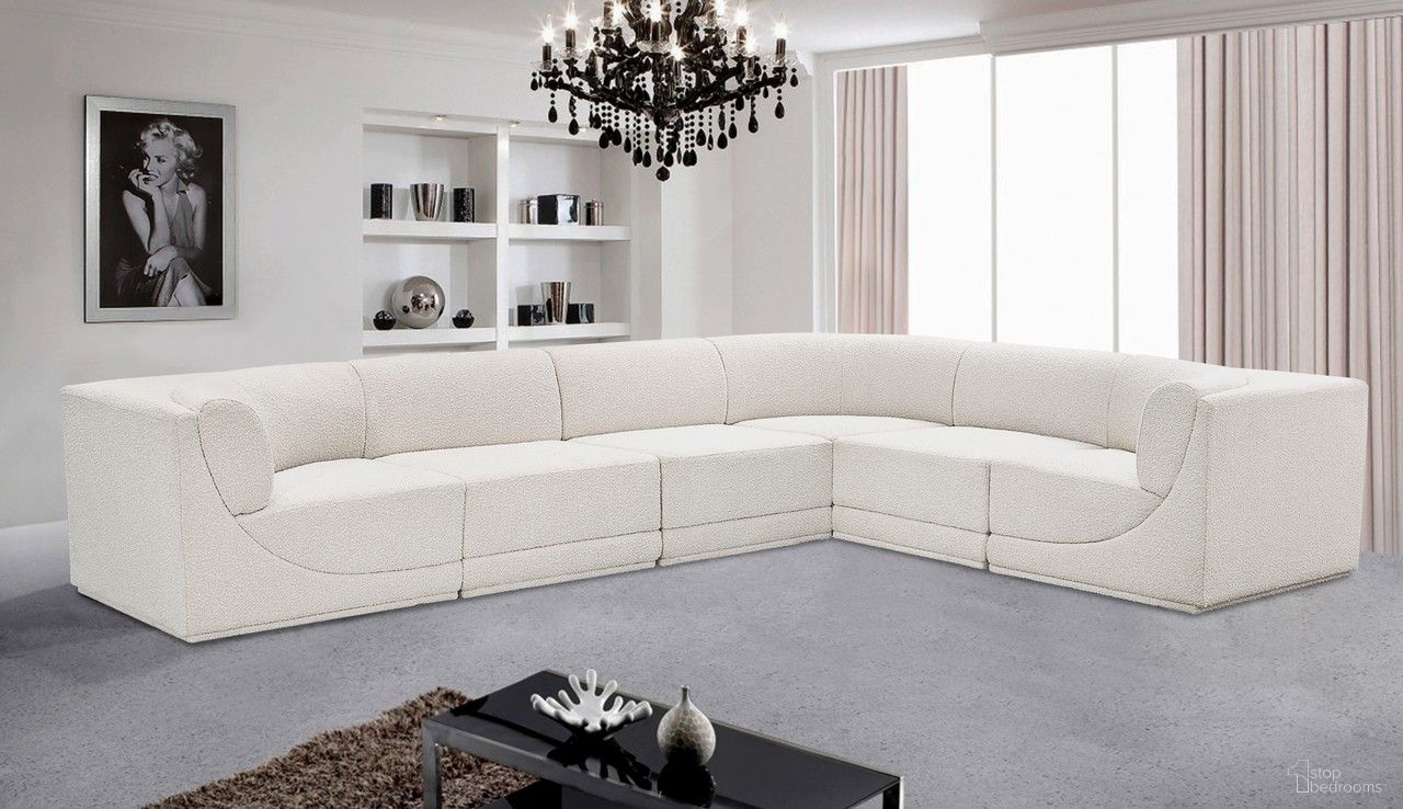 Ollie Boucle Fabric 6 Piece Modular Sectional In Cream