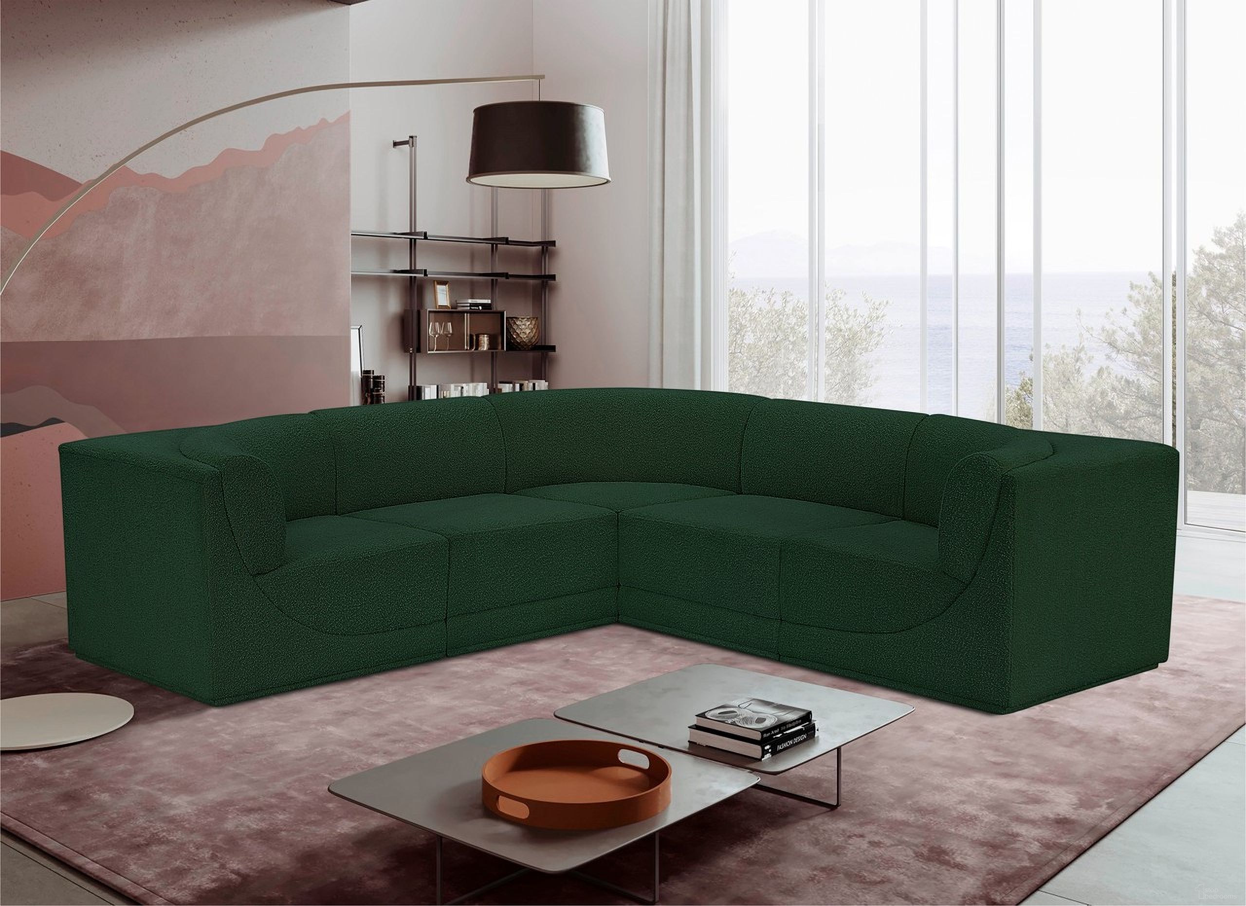 The appearance of Ollie Boucle Fabric 5 Piece Modular Sectional In Green designed by Meridian in the modern / contemporary interior design. This green piece of furniture was selected by 1StopBedrooms from Ollie Collection to add a touch of cosiness and style into your home. Sku: 118Green-Armless;118Green-Armless;118Green-Corner;118Green-Corner;118Green-Corner. Layout: Modular. Material: Boucle.