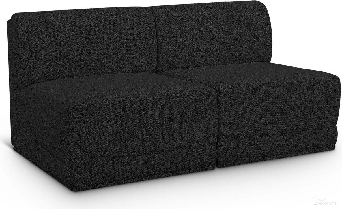 The appearance of Ollie Boucle Fabric 2 Seater Modular Sofa In Black designed by Meridian in the modern / contemporary interior design. This black piece of furniture  was selected by 1StopBedrooms from Ollie Collection to add a touch of cosiness and style into your home. Sku: 118Black-Armless;118Black-Armless. Material: Boucle.