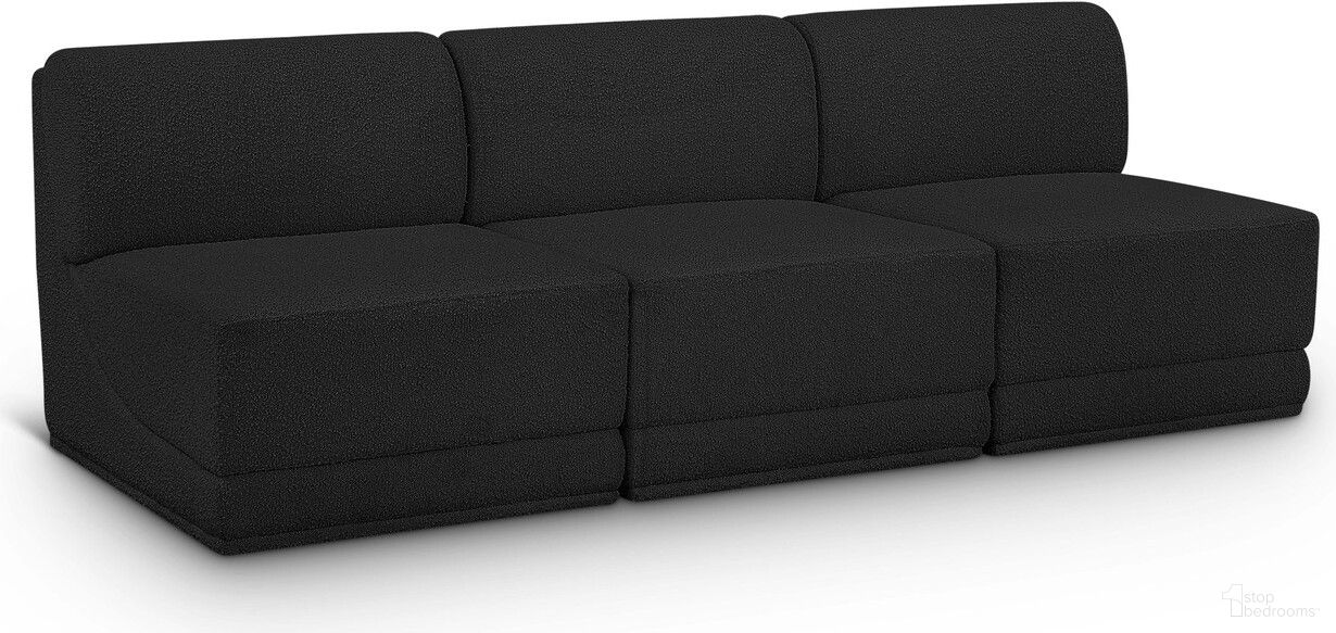 The appearance of Ollie Boucle Fabric 3 Seater Modular Sofa In Black designed by Meridian in the modern / contemporary interior design. This black piece of furniture was selected by 1StopBedrooms from Ollie Collection to add a touch of cosiness and style into your home. Sku: 118Black-Armless;118Black-Armless;118Black-Armless. Material: Boucle.
