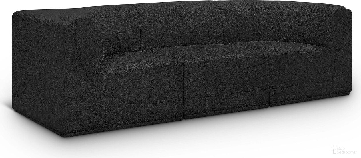 The appearance of Ollie Boucle Fabric 3 Seater Modular Sofa with Arm Support In Black designed by Meridian in the modern / contemporary interior design. This black piece of furniture  was selected by 1StopBedrooms from Ollie Collection to add a touch of cosiness and style into your home. Sku: 118Black-Armless;118Black-Corner;118Black-Corner. Material: Boucle.