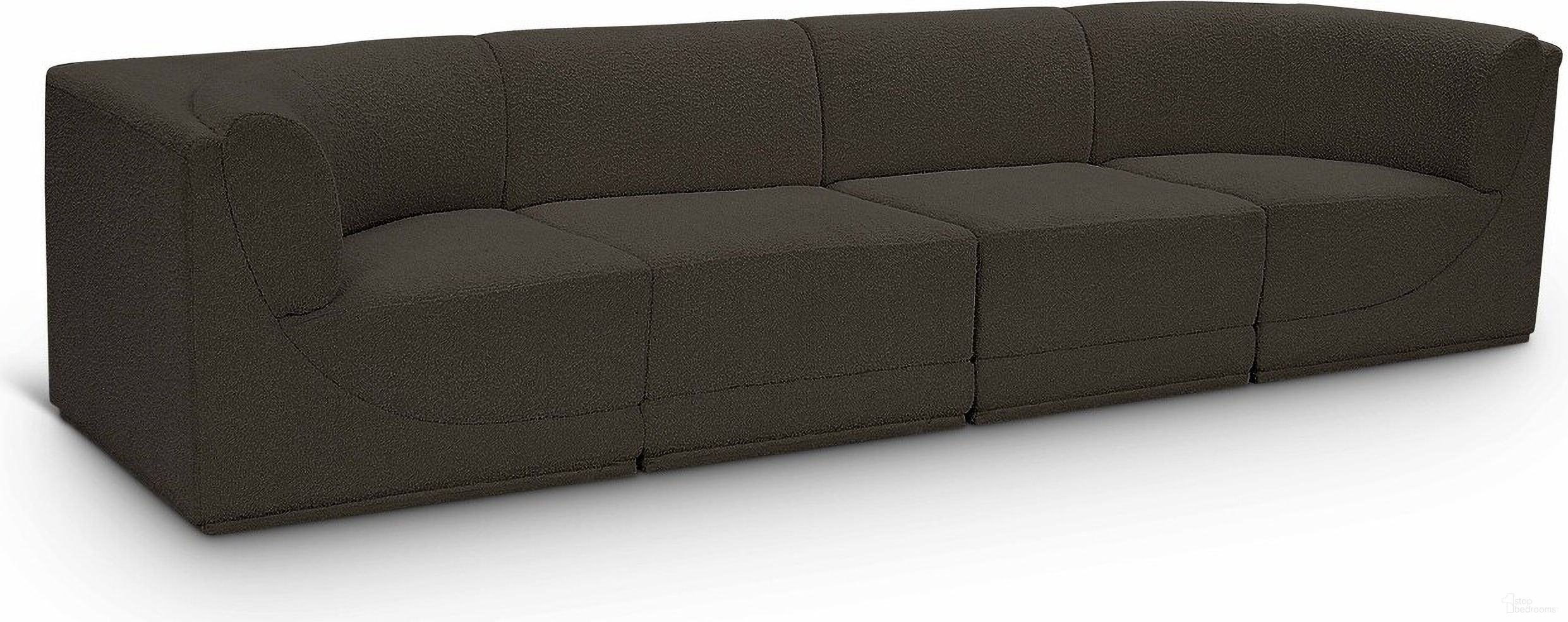 Ollie Boucle Fabric 4 Seater Modular Sofa with Arm Support In Brown