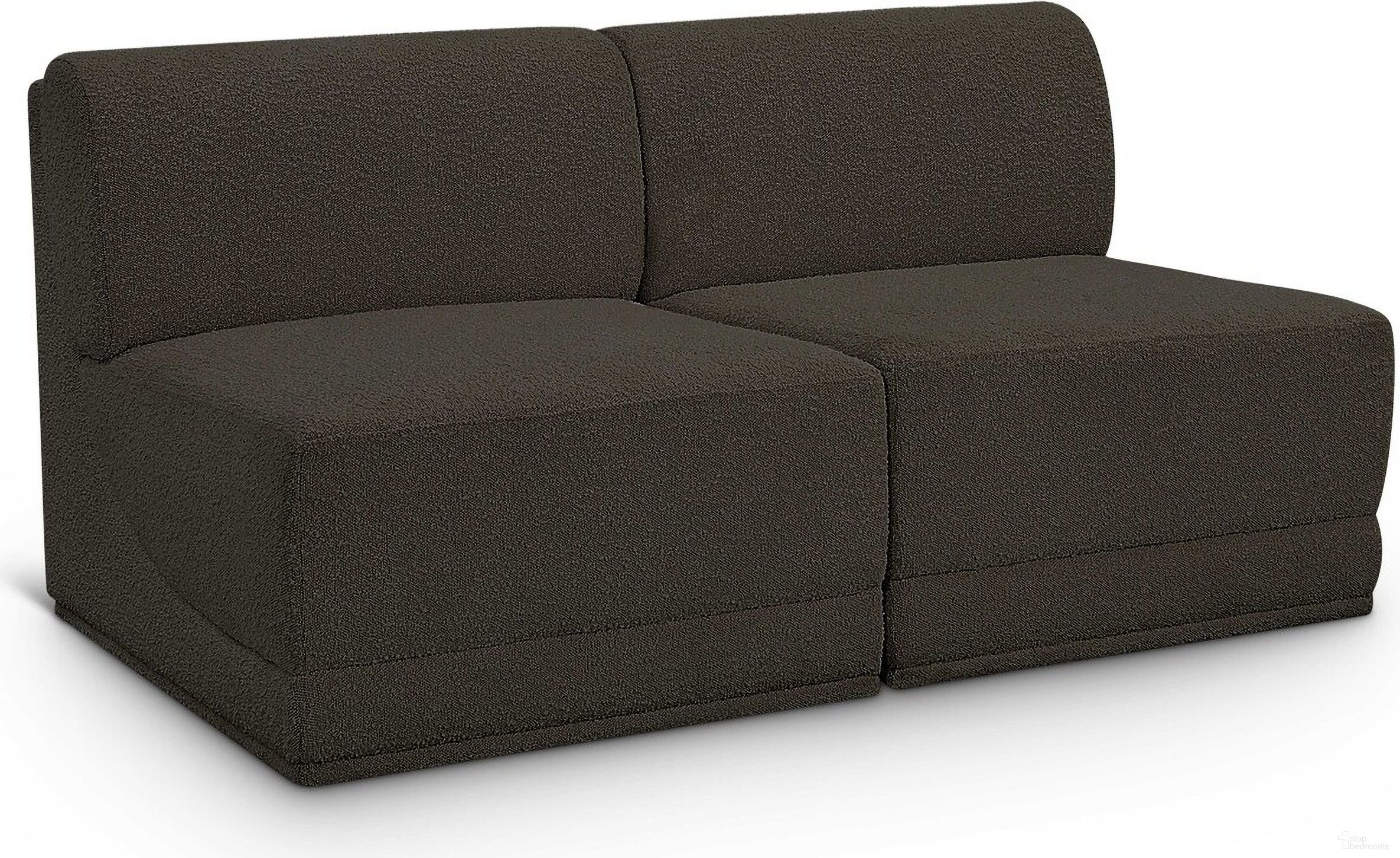Ollie Boucle Fabric 2 Seater Modular Sofa In Brown