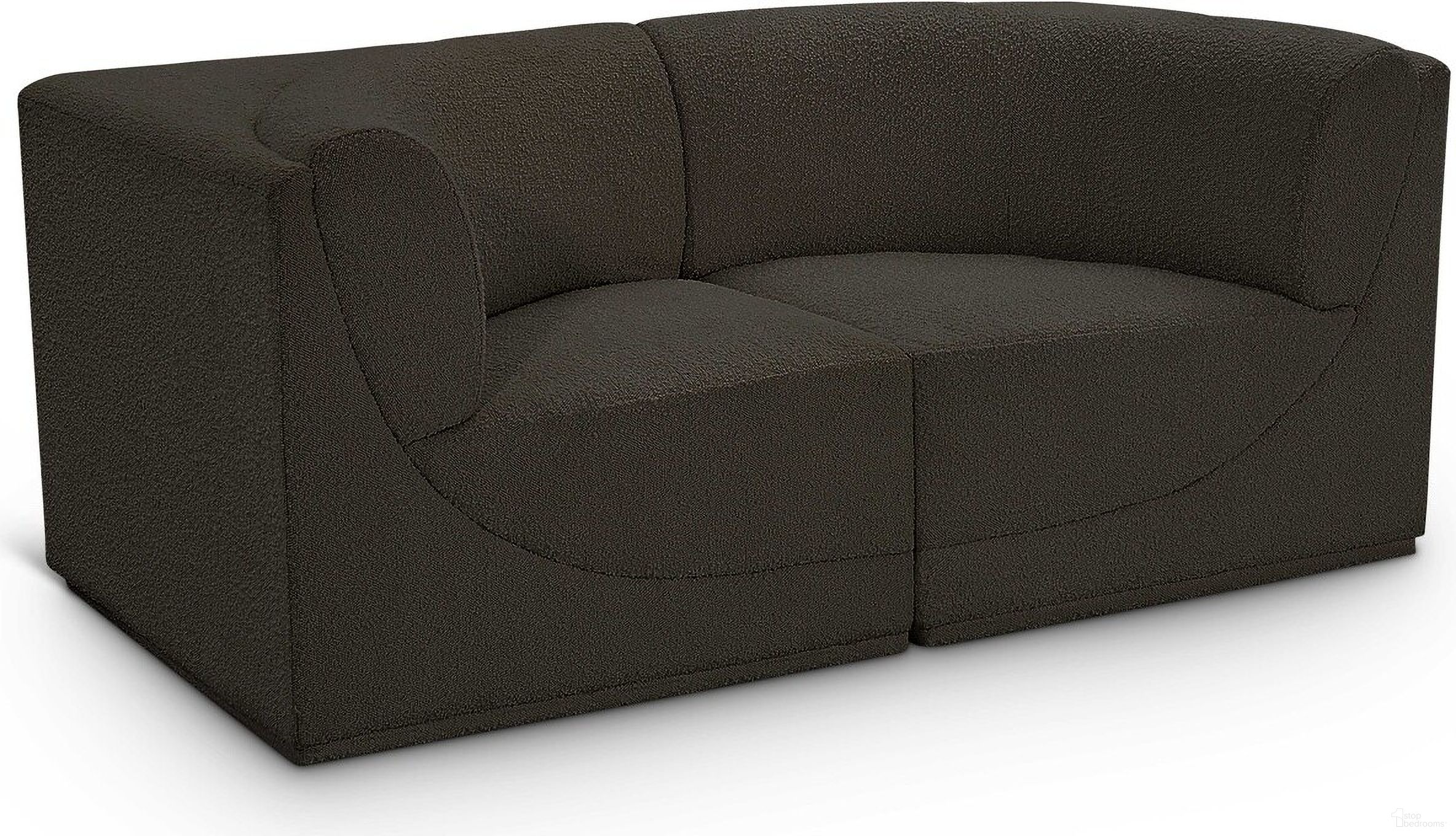 Ollie Boucle Fabric 2 Seater Modular Sofa with Arm Support In Brown