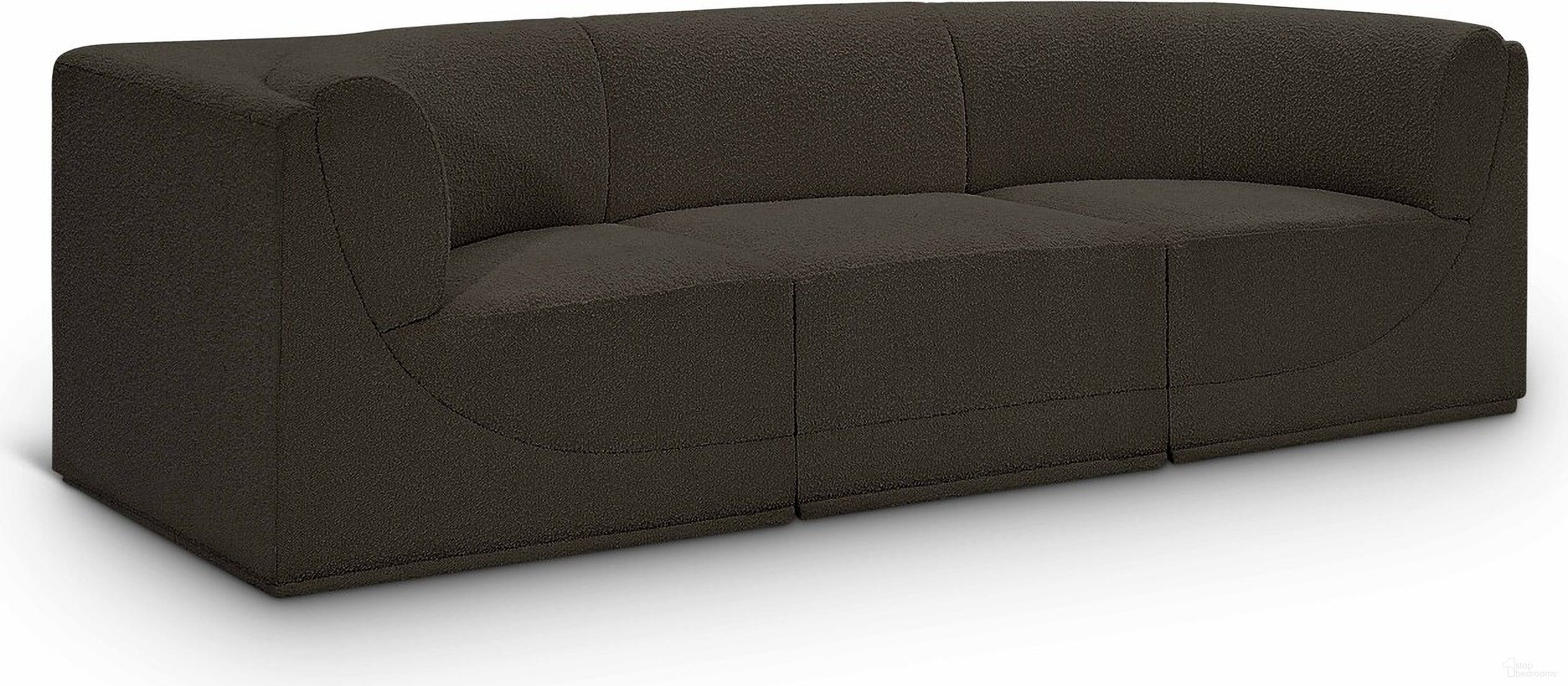 Ollie Boucle Fabric 3 Seater Modular Sofa with Arm Support In Brown