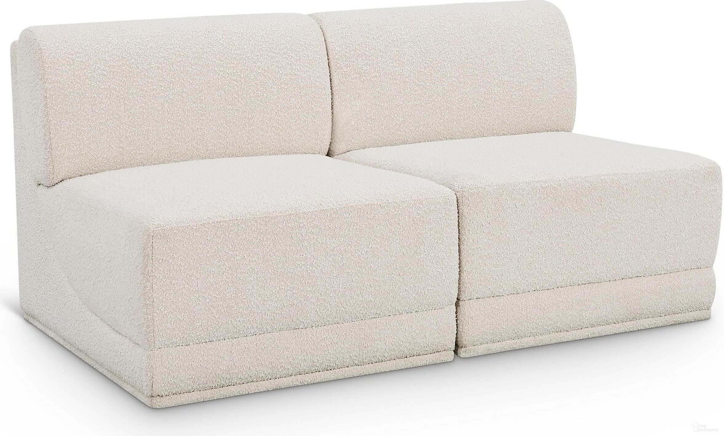 Ollie Boucle Fabric 2 Piece Modular Sofa In Cream