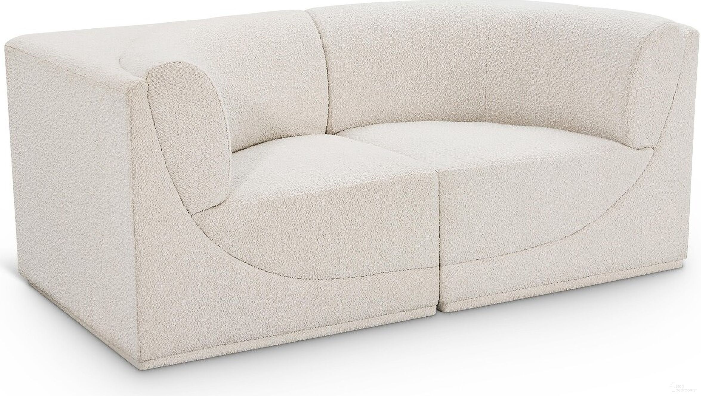 Ollie Boucle Fabric 2 Piece Modular Sofa In Cream
