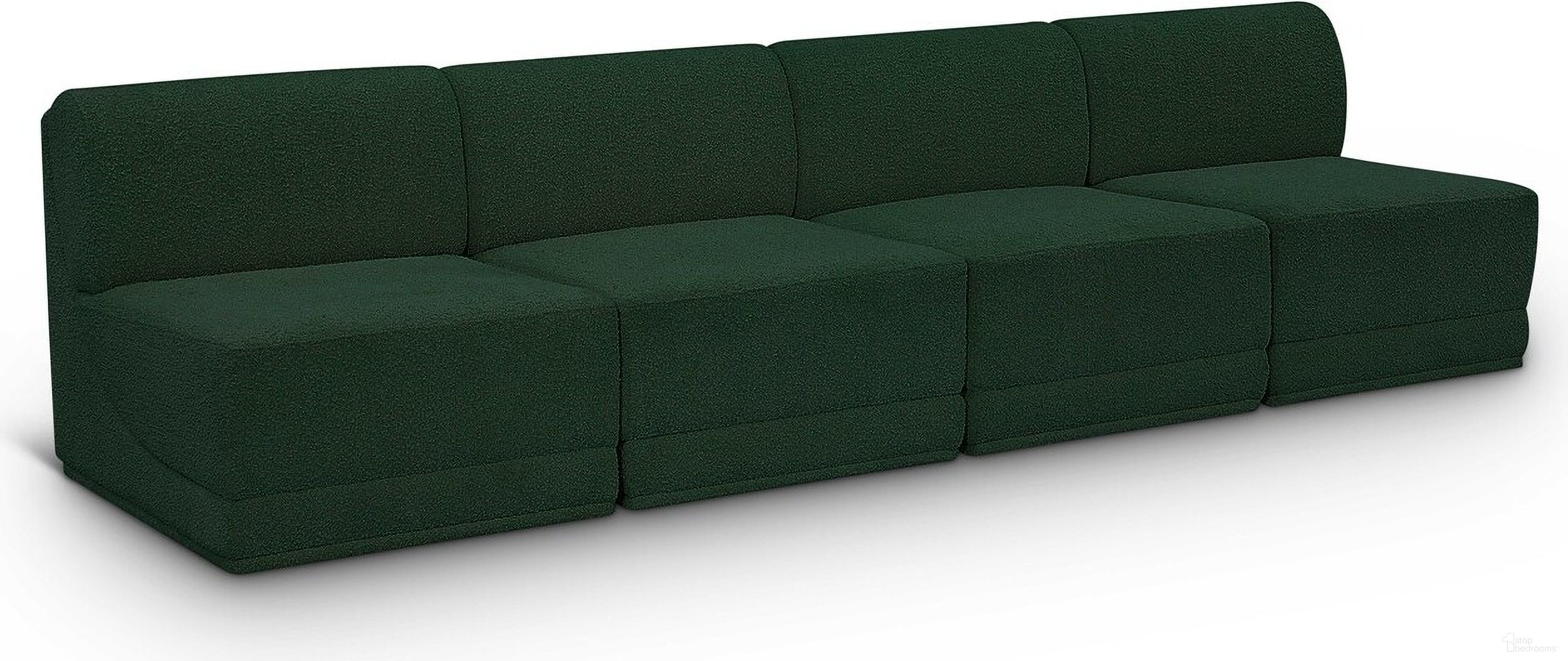 The appearance of Ollie Boucle Fabric 4 Seater Modular Sofa In Green designed by Meridian in the modern / contemporary interior design. This green piece of furniture was selected by 1StopBedrooms from Ollie Collection to add a touch of cosiness and style into your home. Sku: 118Green-Armless;118Green-Armless;118Green-Armless;118Green-Armless. Material: Boucle.