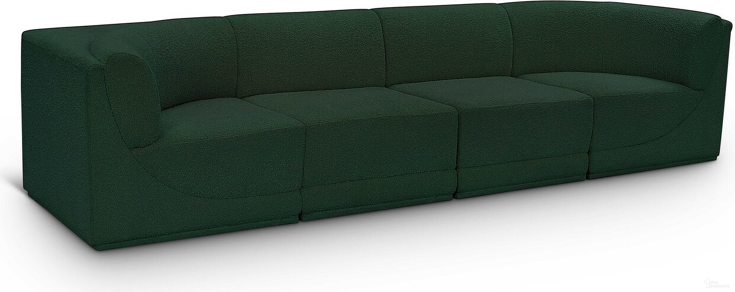 The appearance of Ollie Boucle Fabric 4 Seater Modular Sofa with Arm Support In Green designed by Meridian in the modern / contemporary interior design. This green piece of furniture was selected by 1StopBedrooms from Ollie Collection to add a touch of cosiness and style into your home. Sku: 118Green-Armless;118Green-Armless;118Green-Corner;118Green-Corner. Material: Boucle.