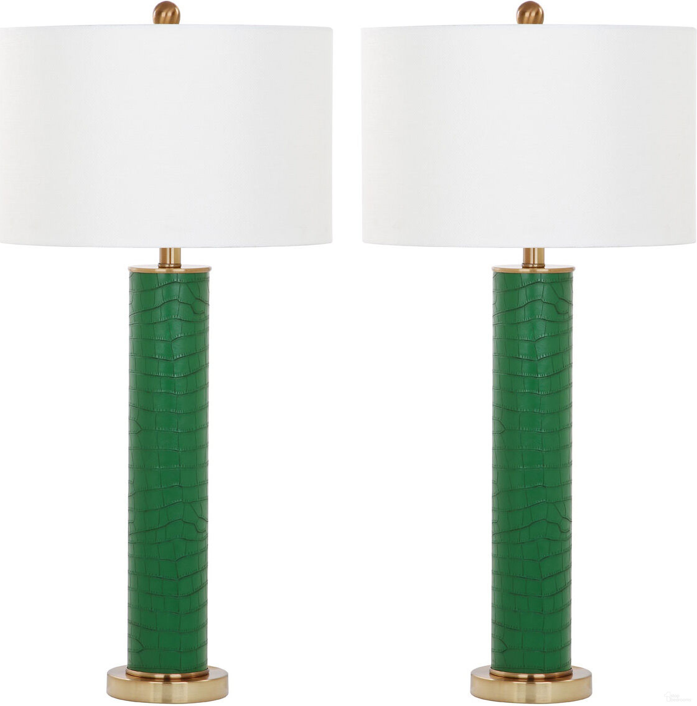 Ollie Dark Green Faux Snakeskin 31.5 Inch Table Lamp Set of 2 LIT4404B