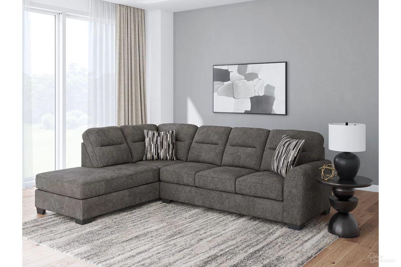 The appearance of Olten 2-Piece LAF Sectional With Chaise In Graphite designed by Signature Design by Ashley in the modern / contemporary interior design. This graphite piece of furniture  was selected by 1StopBedrooms from Olten Collection to add a touch of cosiness and style into your home. Sku: 3130516;3130567. Material: Polyester. Orientation: LAF. Layout: LAF.