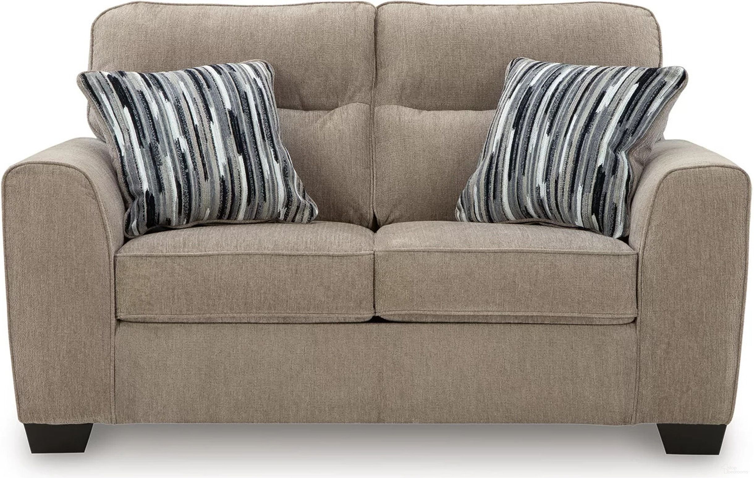 The appearance of Olten Loveseat In Mocha designed by Signature Design by Ashley in the modern / contemporary interior design. This mocha piece of furniture was selected by 1StopBedrooms from Olten Collection to add a touch of cosiness and style into your home. Sku: 3130435. Material: Polyester.