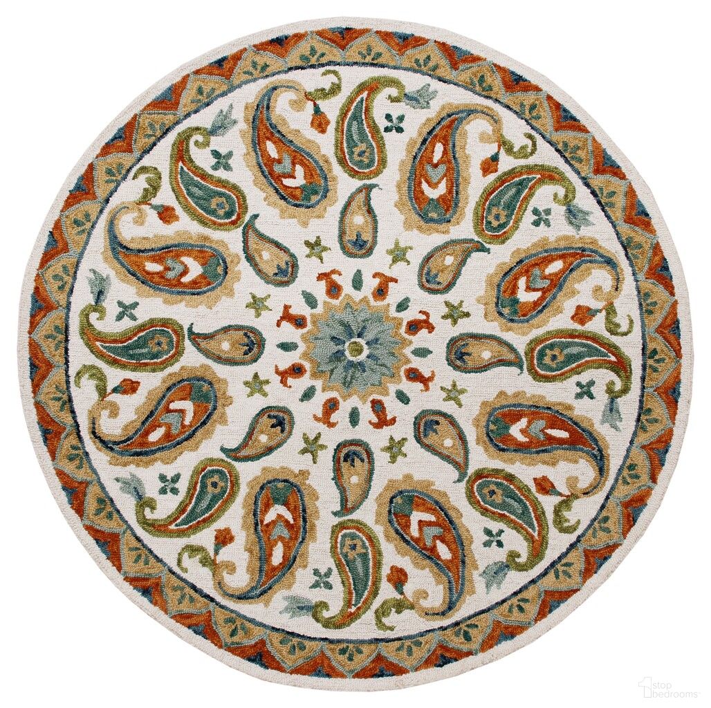 Olyra Paisley Hand-Hooked Wool Area Rug In Blue and Green