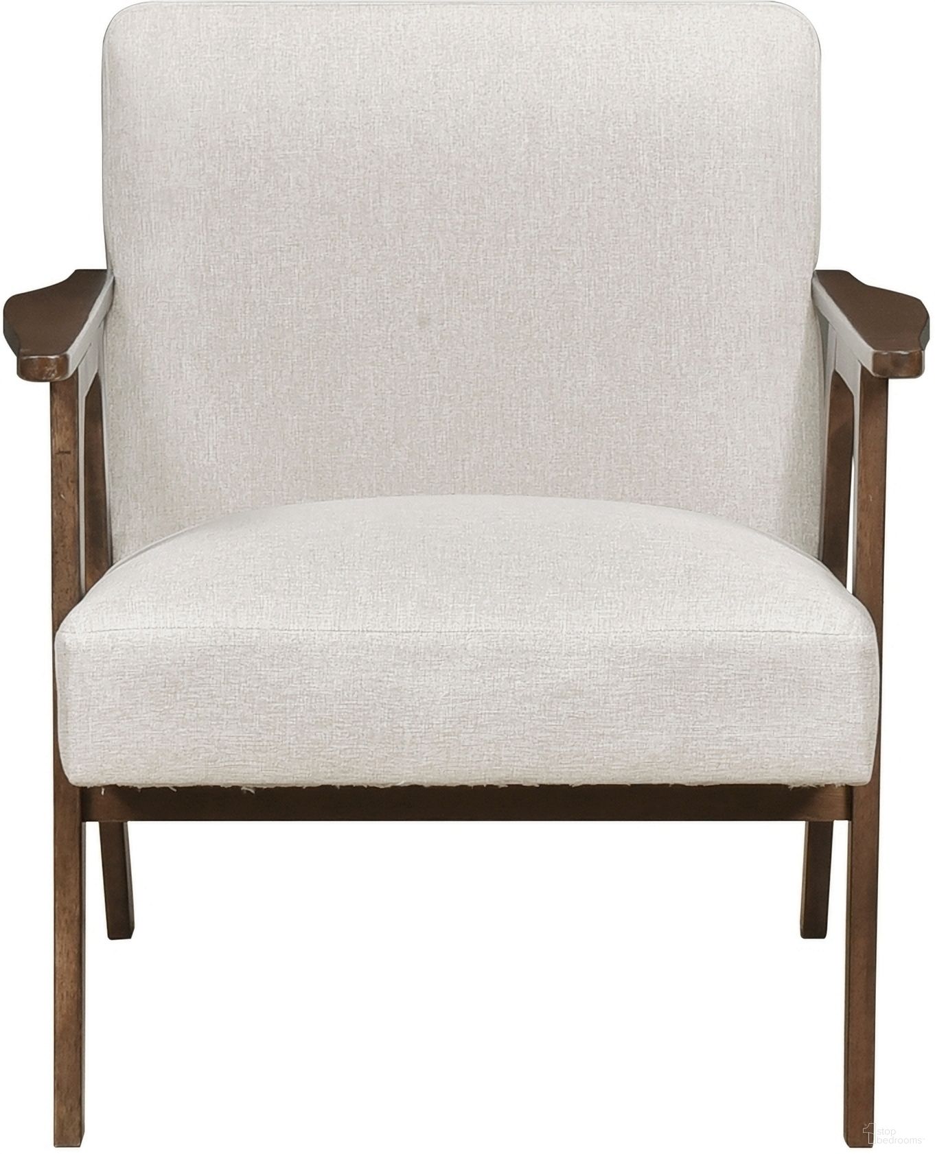 The appearance of Omara Accent Chair In Beige designed by Homelegance in the transitional interior design. This beige piece of furniture  was selected by 1StopBedrooms from Omara Collection to add a touch of cosiness and style into your home. Sku: 1106BE-1. Material: Textured.