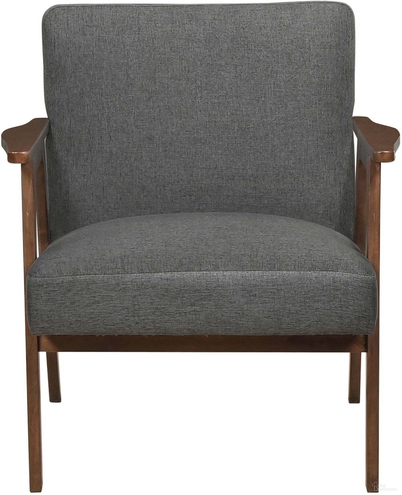 The appearance of Omara Accent Chair In Dark Gray designed by Homelegance in the transitional interior design. This dark gray piece of furniture  was selected by 1StopBedrooms from Omara Collection to add a touch of cosiness and style into your home. Sku: 1106DG-1. Material: Textured.