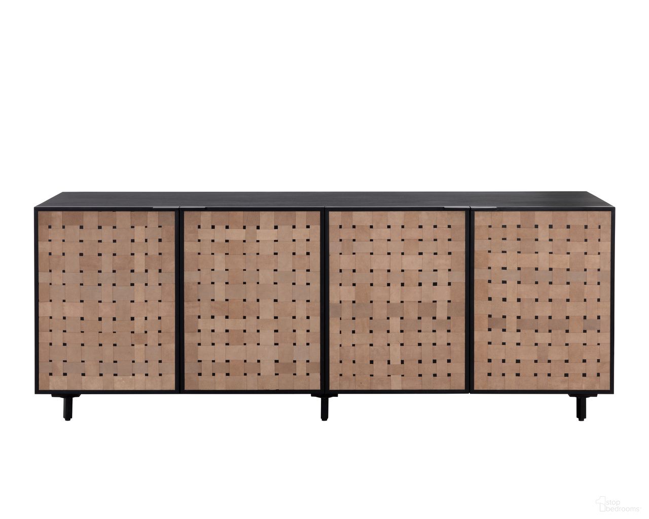 Omari Large Sideboard In Suede Light Tan