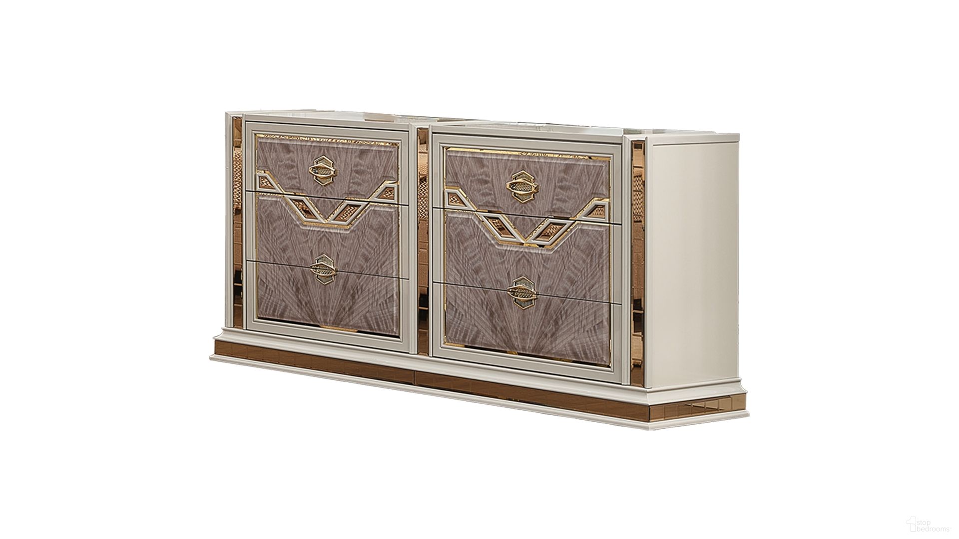 The appearance of Omary Dresser In Beige designed by Galaxy Home Furnishings in the modern / contemporary interior design. This beige piece of furniture was selected by 1StopBedrooms from Omary Collection to add a touch of cosiness and style into your home. Sku: 601955553537. Material: Solid Wood.