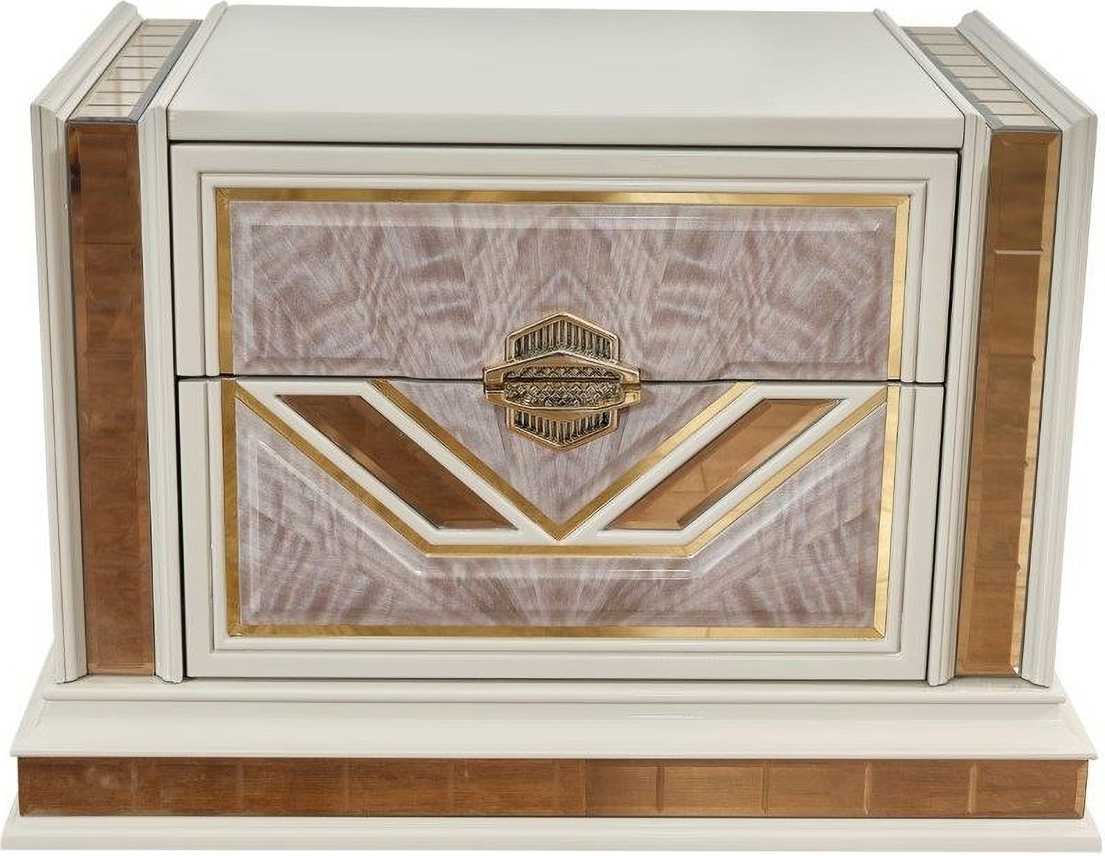 The appearance of Omary Nightstand In Beige designed by Galaxy Home Furnishings in the modern / contemporary interior design. This beige piece of furniture was selected by 1StopBedrooms from Omary Collection to add a touch of cosiness and style into your home. Sku: 601955553520. Material: Solid Wood.