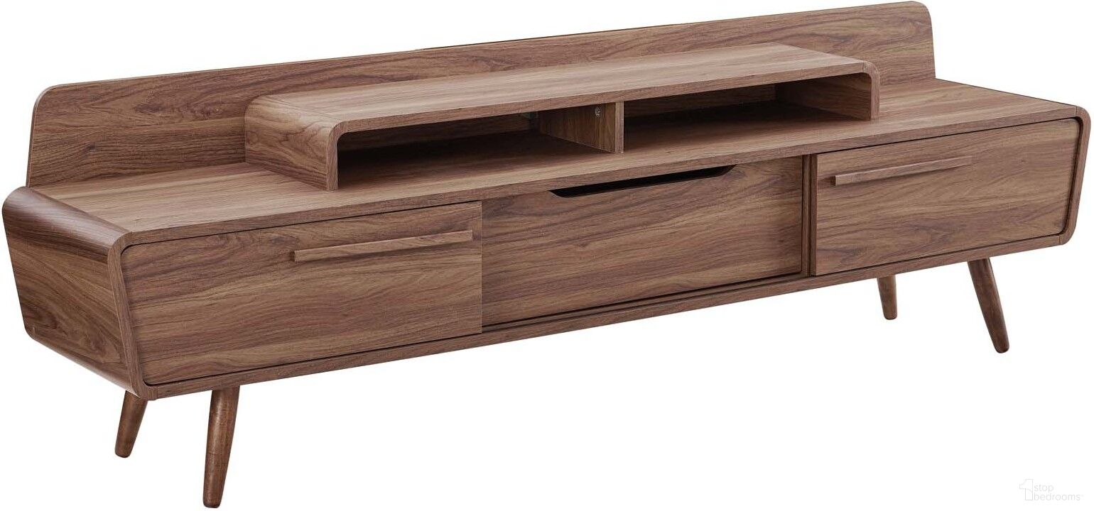 The appearance of Omnistand Walnut 74 Inch TV Stand designed by Modway in the modern / contemporary interior design. This walnut piece of furniture was selected by 1StopBedrooms from Omnistand Collection to add a touch of cosiness and style into your home. Sku: EEI-3437-WAL. Material: Wood.