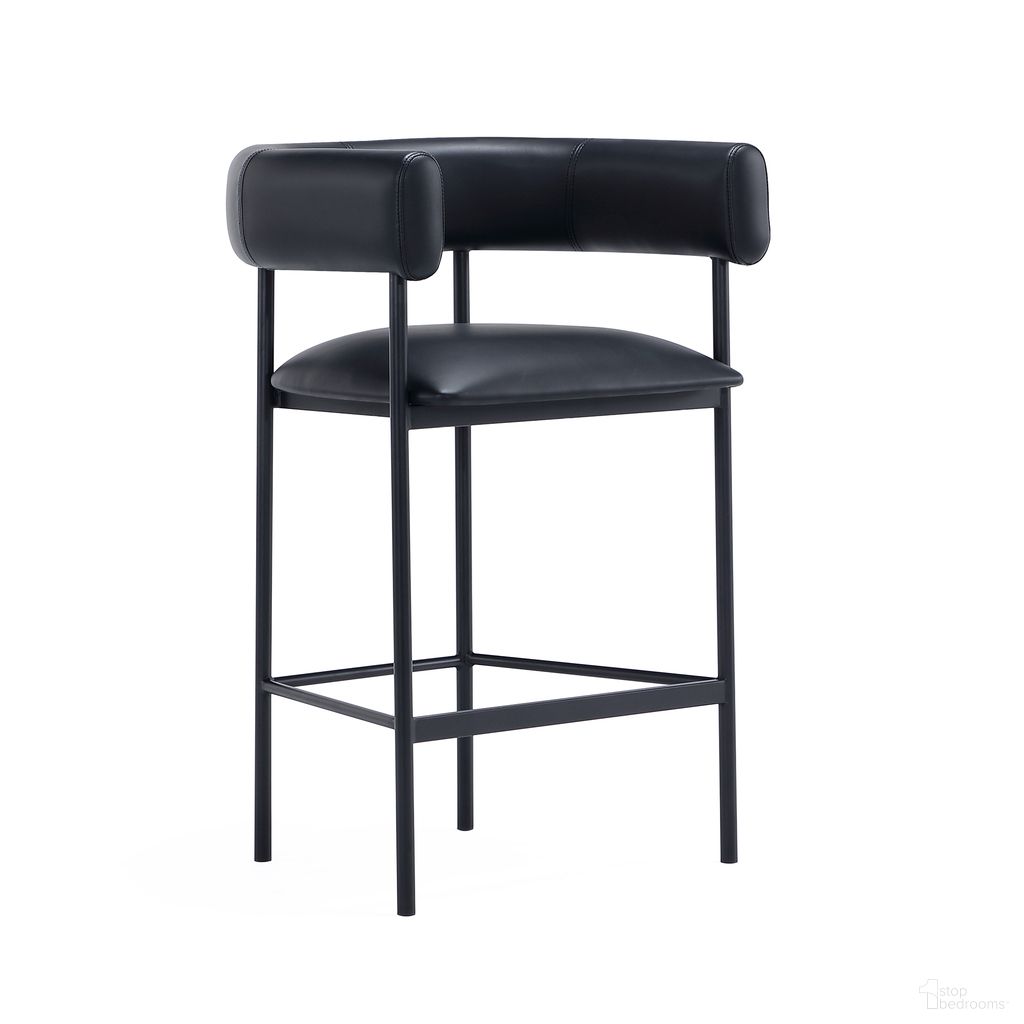 Onda Vegan Leather Metal Counter Stool In Black