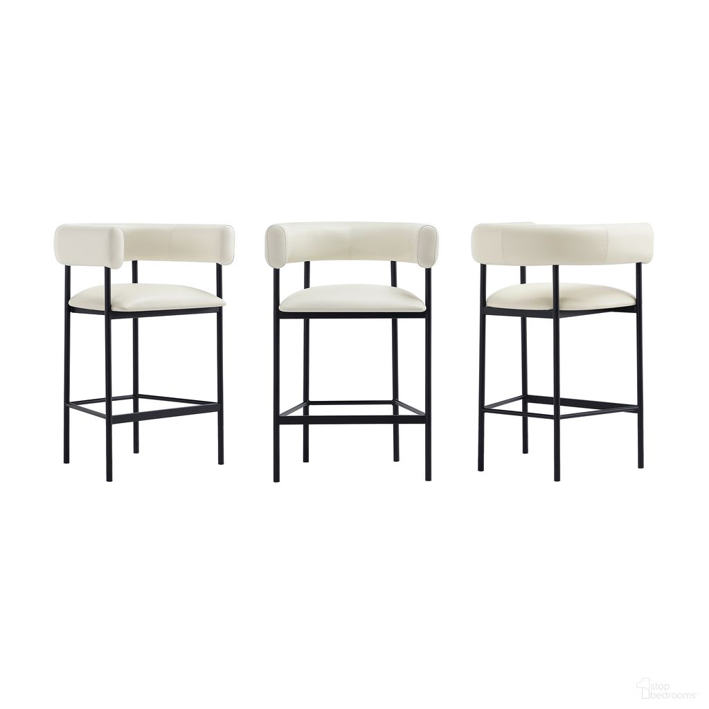 Onda Vegan Leather Metal Counter Stool In Ivory