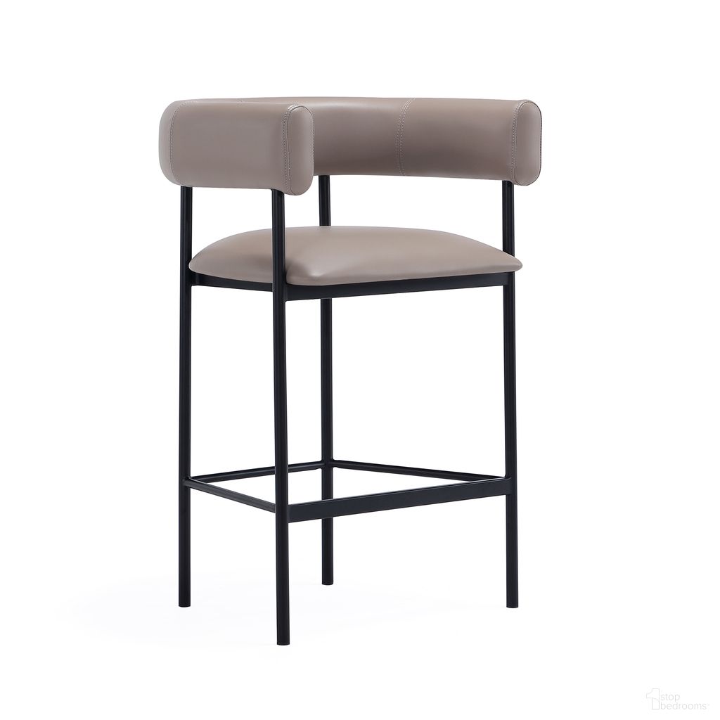 Onda Vegan Leather Metal Counter Stool In Taupe